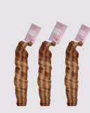 P27/30 Piano Blend French Curl Braiding Hair with honey blonde and light auburn tones for knotless and boho braids