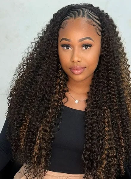 Half-Up, Half-Down Deep Wave Braids in UK